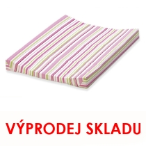 Dvouhranná přebalovací podložka, omyvatelná, 50x70, růžovo-zelené proužky